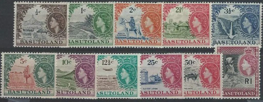 Basutoland 1961/63 QEII set of 11 to R1 the latter ... Image 1++