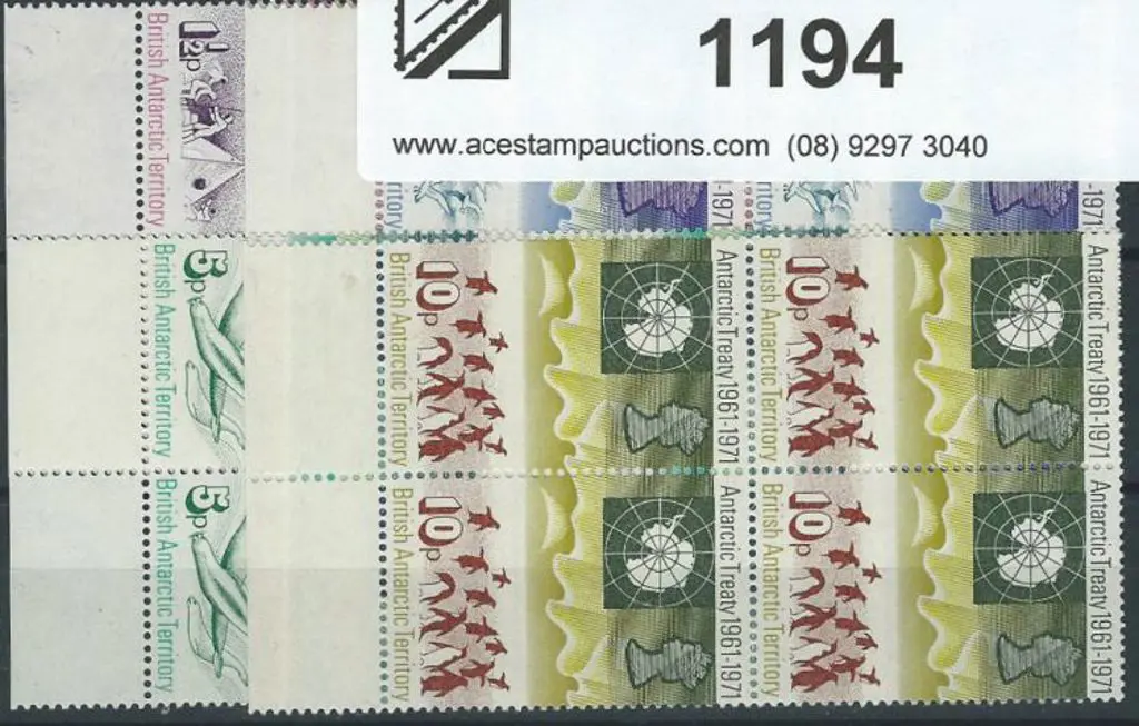 BAT 1971 Treaty set 1½p-10p in marginal blocks of ... Image 1++