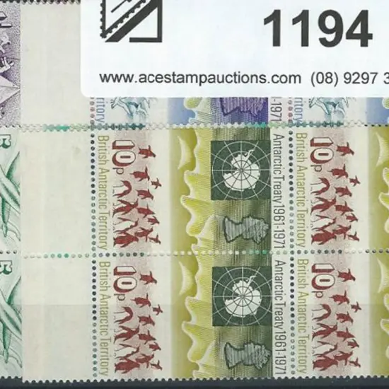 BAT 1971 Treaty set 1½p-10p in marginal blocks of ...