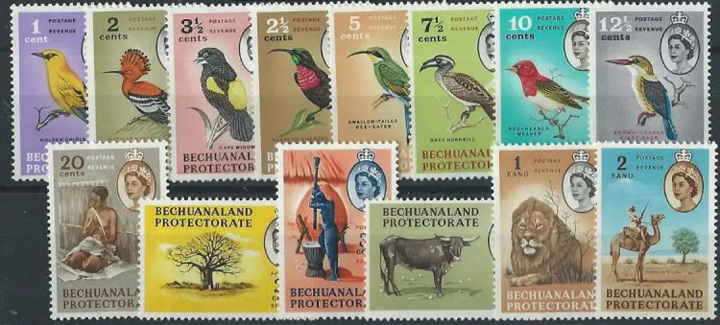 Bechuanaland 1961 Birds & Animals set of 14 to 2R. ... Image 1++