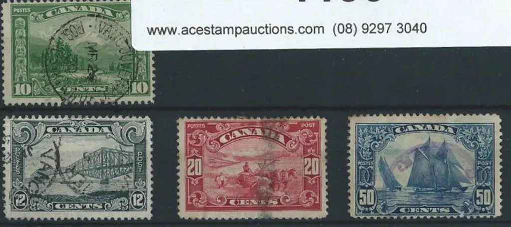 Canada 1928/29 10¢, 12¢ with cds, 20¢ smudged used ... Image 1++