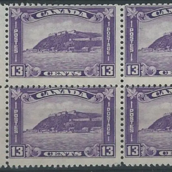 Canada 1932 13¢ bright violet, plate 1, block of ...