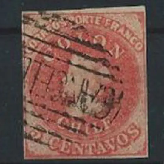Chile 1853 Columbus imperfs with 1¢ heavily ...