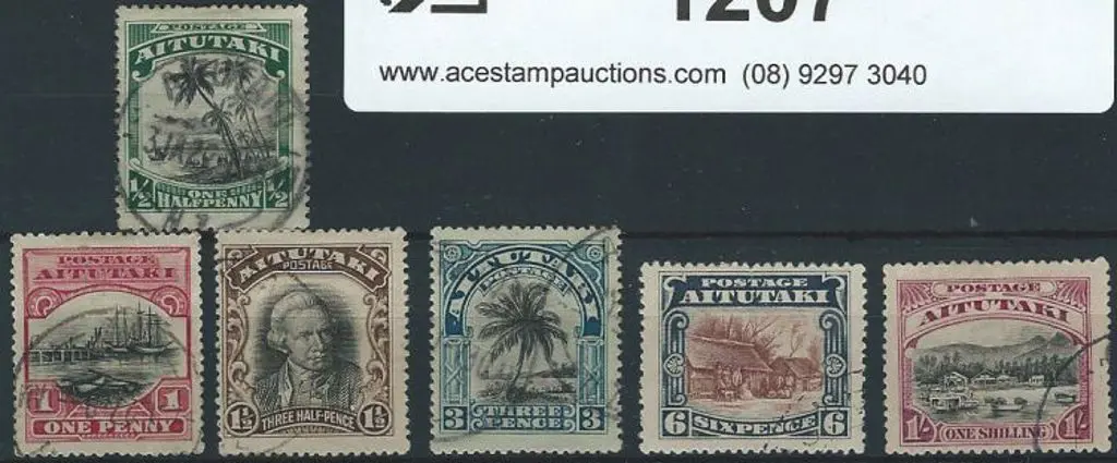 Cook Island-Aitutaki 1920 Pictorials to 1/-, no ... Image 1++