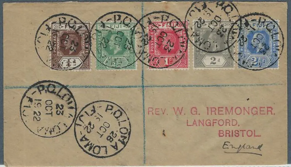 Fiji 1922 (28th Oct) Registered cover to England ... Image 1++