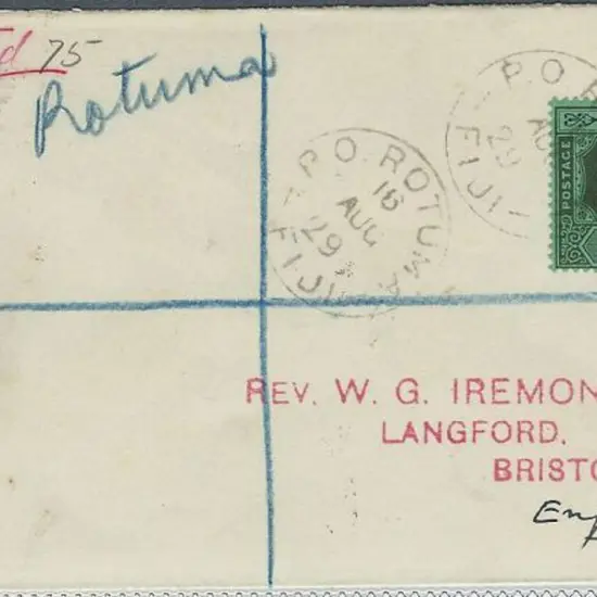 Fiji 1929 (16th Aug) Registered cover to England ...