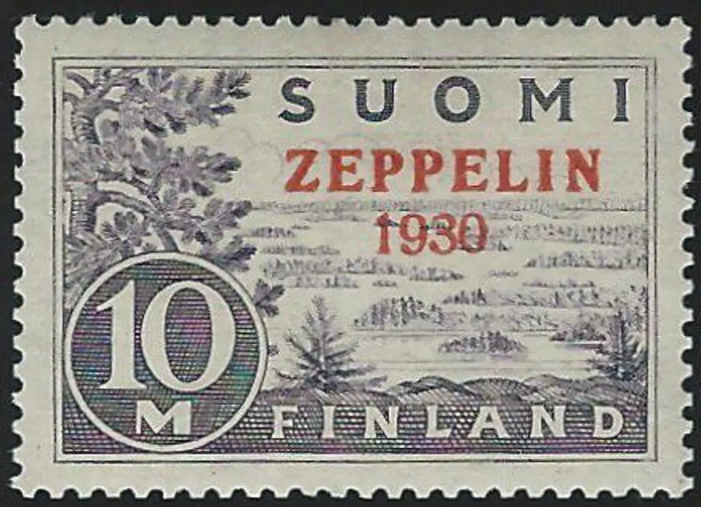 Finland 1930 10m "Zeppelin" ovpt. Fine MLH. SG 281 ... Image 1++