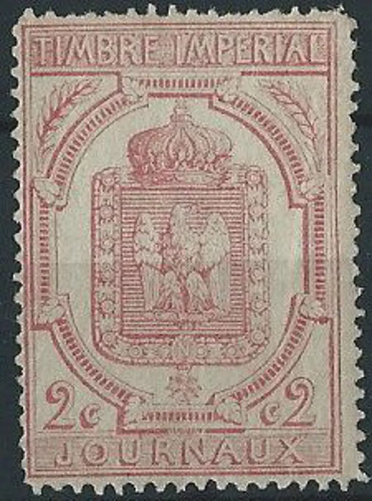 France 1868 2¢ rose Newspaper stamp. MLH. J135 ... Image 1++