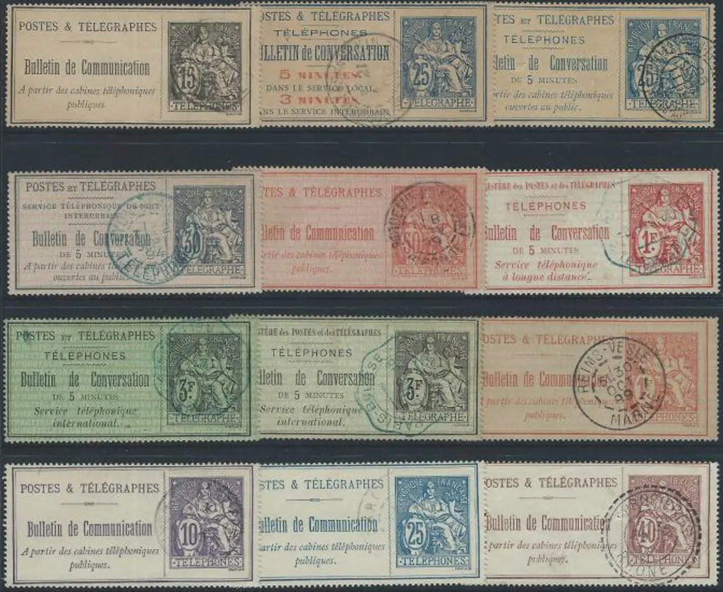 France 1885/1900 Telephone stamps. Group of 12 all ... Image 1++