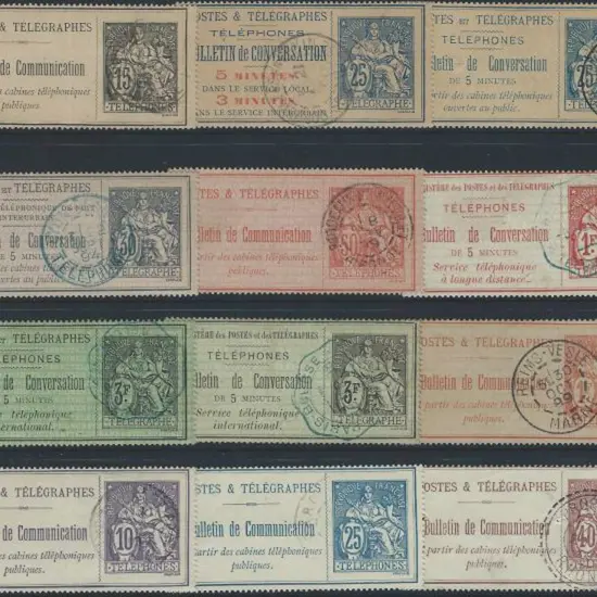 France 1885/1900 Telephone stamps. Group of 12 all ...