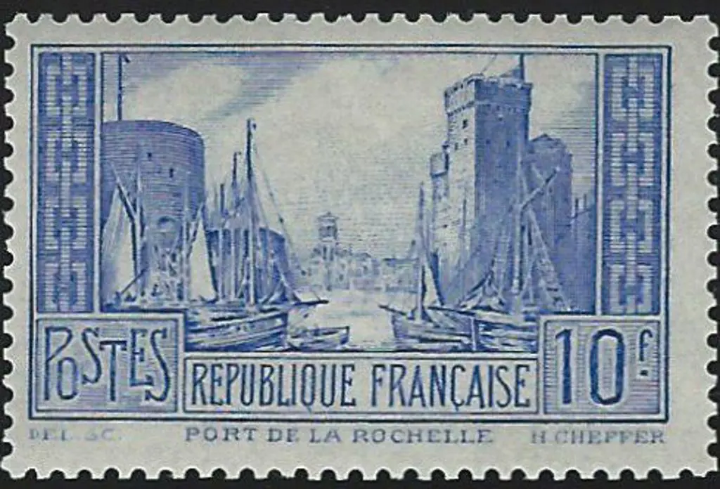 France 1929 10f LaRochelle, type I. Fresh MLH. SG ... Image 1++