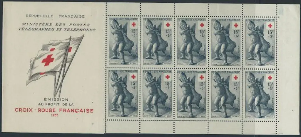 France 1955 Red Cross pane. MUH. Very fine. SG ... Image 1++