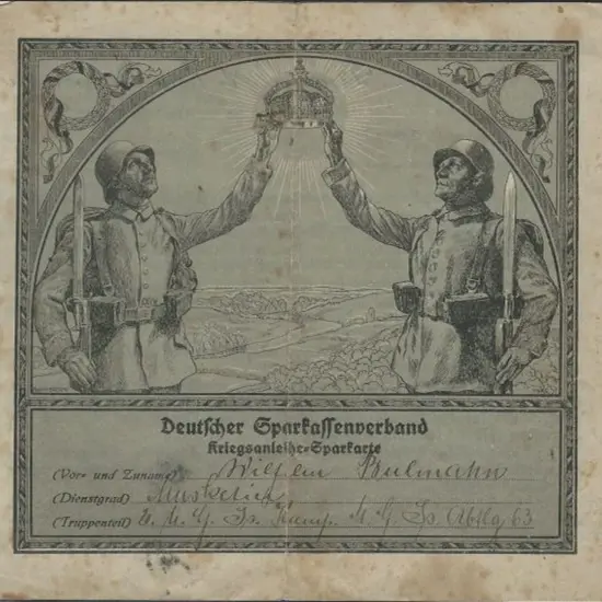 Germany WWI War Savings coupon folder with front ...