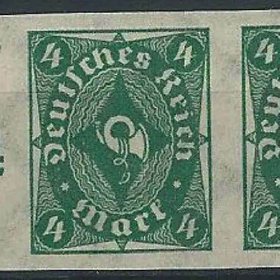 Germany 1922/23 4mk deep green, mesh wmk imperf ...