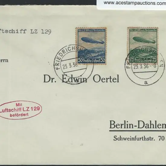 Germany 1936 (23rd Mar) Zeppelin pair on ...