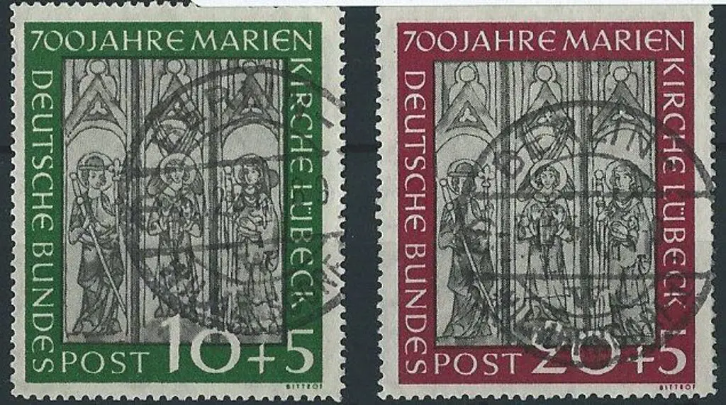 Germany-West 1951 St Mary's Church pair F/U. SG ... Image 1++