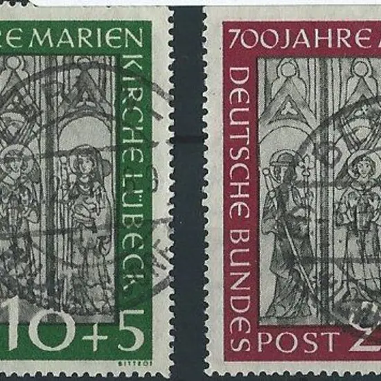 Germany-West 1951 St Mary's Church pair F/U. SG ...