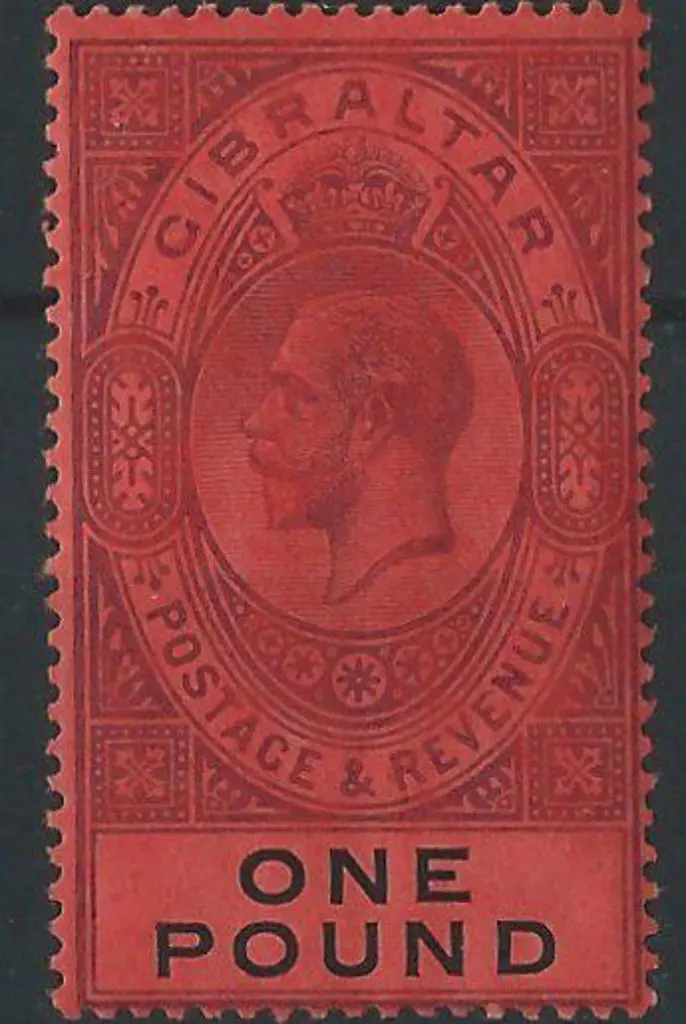 Gibraltar 1912/24 £1 dull purple & black on red ... Image 1++