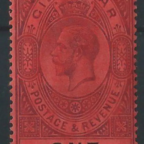 Gibraltar 1912/24 £1 dull purple & black on red ...