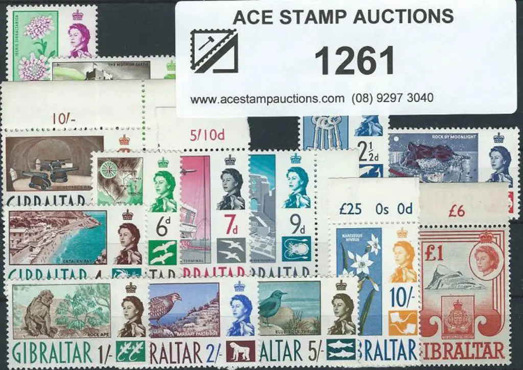 Gibraltar 1960/62 QEII set of 15 to £1. Fresh MUH ... Image 1++