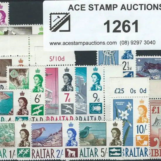 Gibraltar 1960/62 QEII set of 15 to £1. Fresh MUH ...