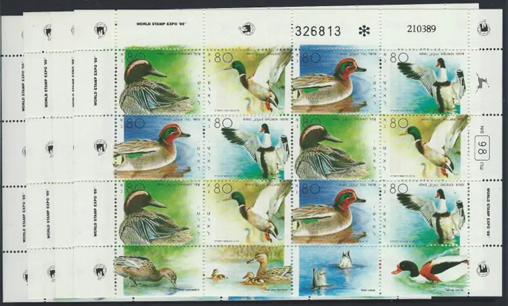 Israel 1989 Ducks sheetlets of 12 MUH x 4. An ... Image 1++