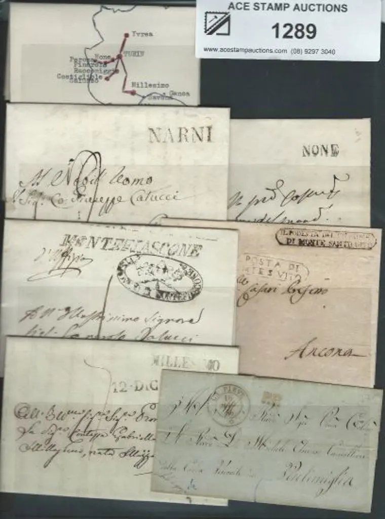 Italy 1800's pre-stamp letters locally used from ... Image 1++