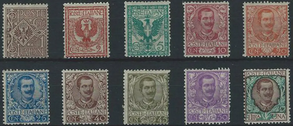 Italy 1901 Laureated Design set to 1L. Fresh MLH. ... Image 1++