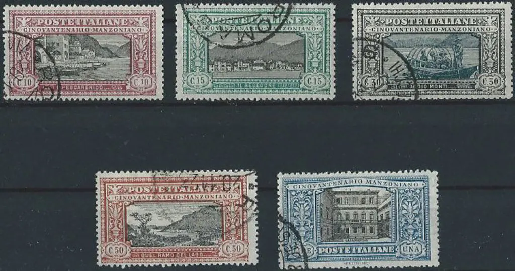 Italy 1923 Manzoni set to 1L with the 10¢ & 15¢ ... Image 1++