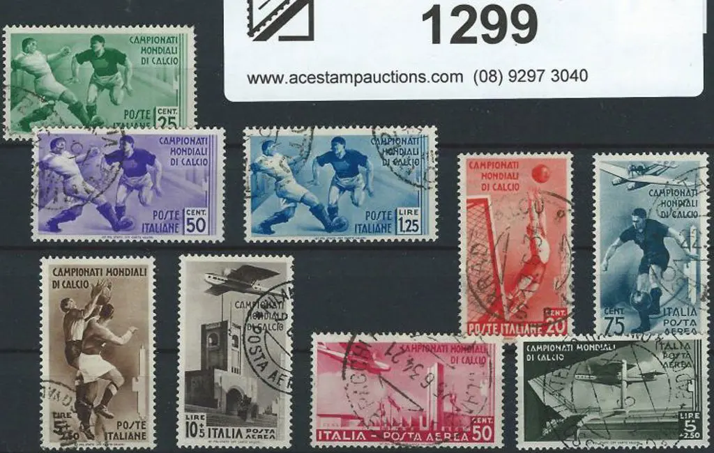Italy 1934 World Cup Football fine used set of 9. ... Image 1++