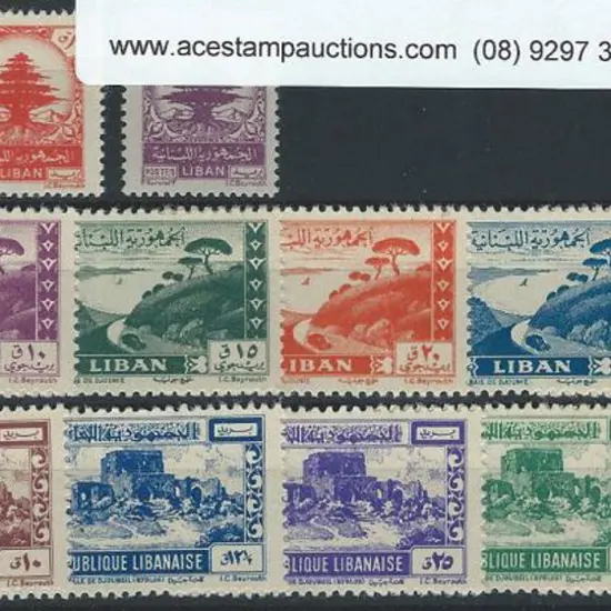 Lebanon 1949 Postage & Airs set of 13. Fine MUH. ...