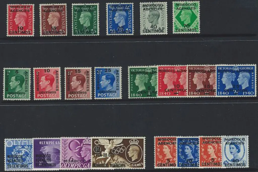Morocco Agencies 1937 KGVI 10c on 1d to 1p on 10d ... Image 1++