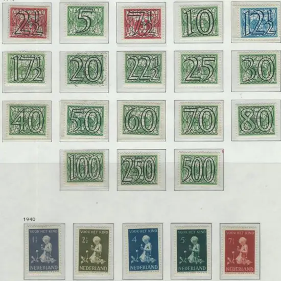 Netherlands 1940 Surcharges with "large numerals" ...