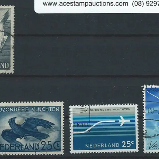 Netherlands 1951 25g blue-black Seagull Air F/U ...