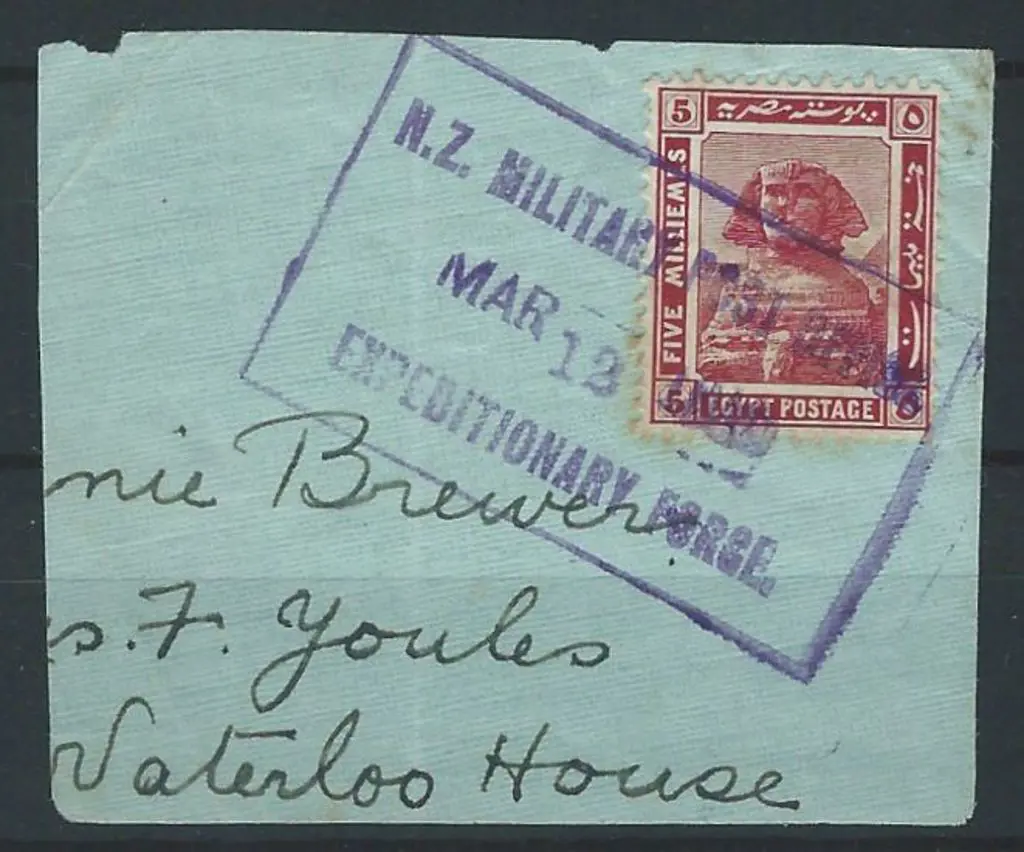 New Zealand WWI Egypt 5m Sphinx on piece tied by ... Image 1++