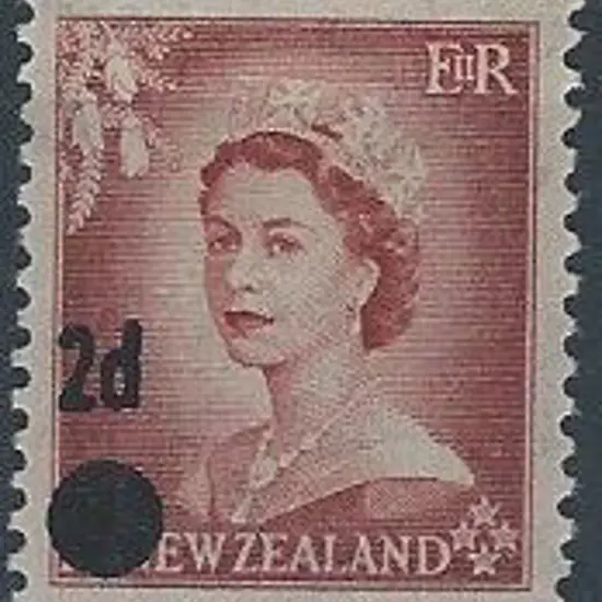 New Zealand 1958 2d on 1½d QEII "stars" error MLH. ...