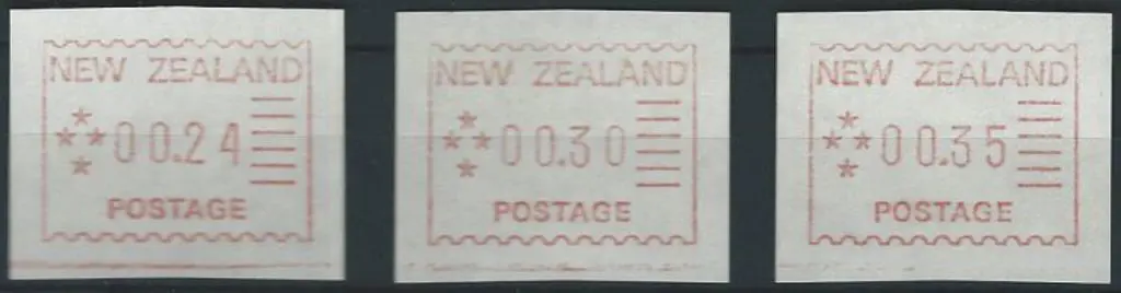 New Zealand 1984 (Sept) 24c, 30c & 35c Frama ... Image 1++
