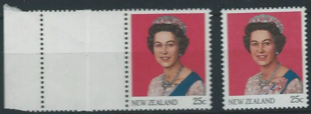 New Zealand 1985 25¢ QEII normal & marginal ... Image 1++