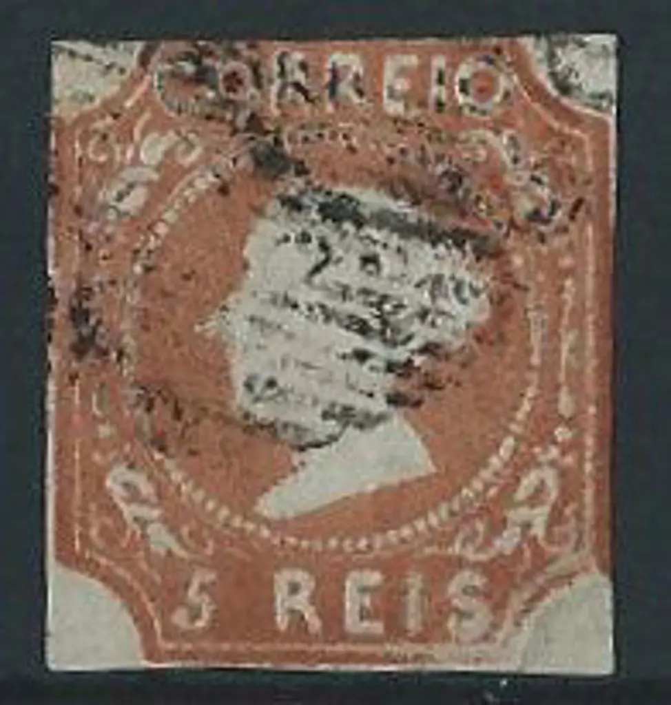Portugal 1853 5r yellow brown Queen Maria, type II ... Image 1++