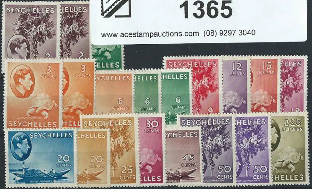 Seychelles 1938/49 part set of 20 to R3.35 (no 1R ... Image 1++