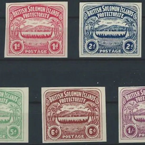Solomon Islands 1907 ½d-1/- large Canoes appearing ...