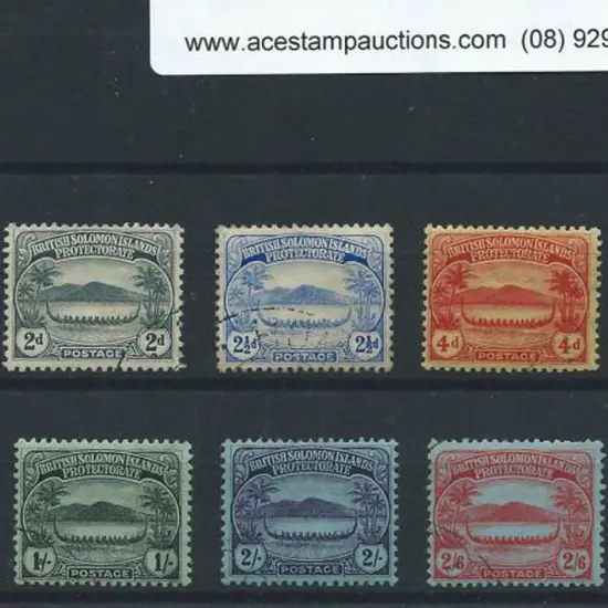Solomon Islands 1908 "Small Canoes" CTO set of 11. ...