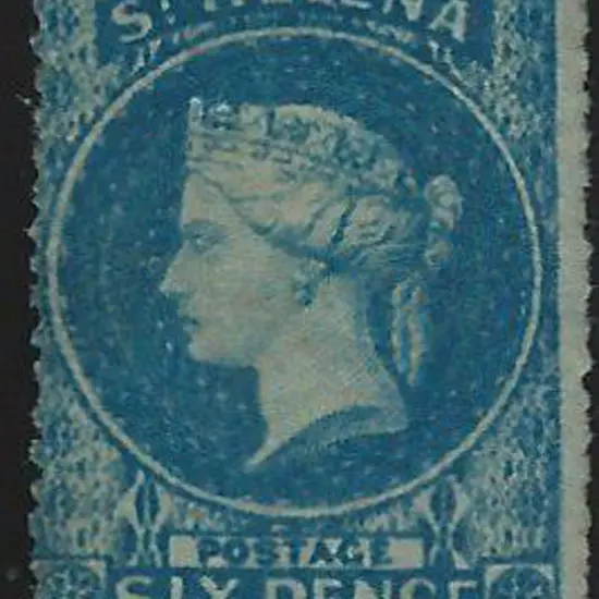 St Helena 1861 6d blue QV with rough perf. 14-16. ...