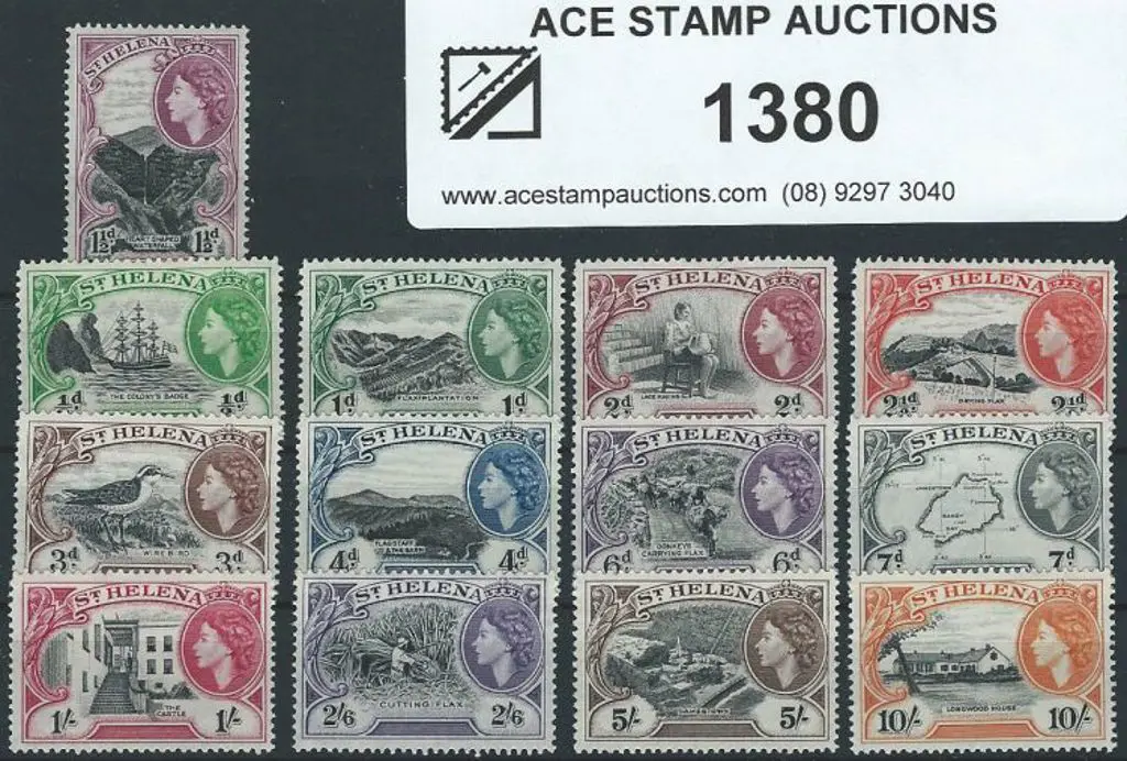 St Helena 1953/59  ½d to 10/- QEII Pictorial set ... Image 1++