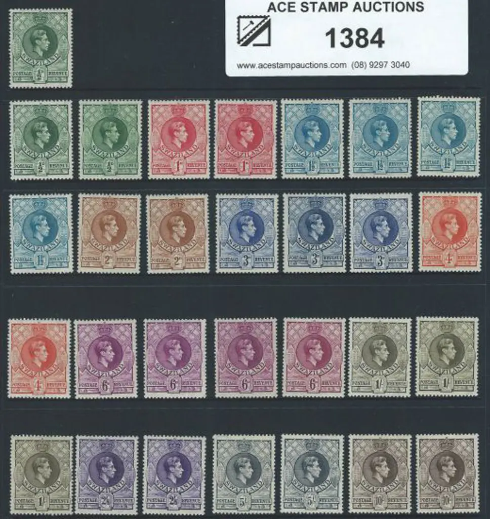 Swaziland 1938/54 KGVI to 10/-MLH incl perfs & ... Image 1++
