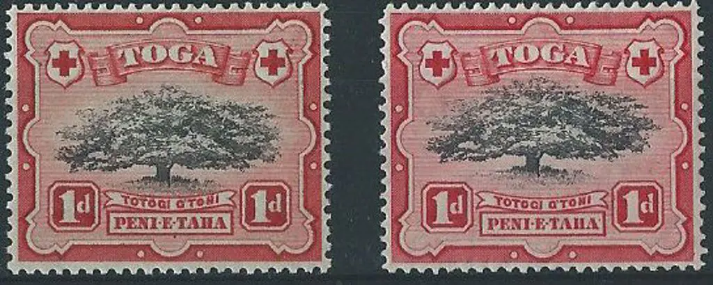 Tonga 1897 1d Ovava Tree with "lopped branch" ... Image 1++