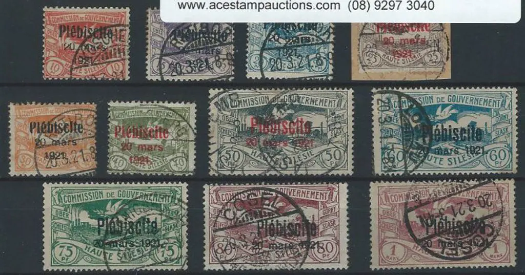 Upper Silesia 1921 Plebiscite ovpts complete set ... Image 1++