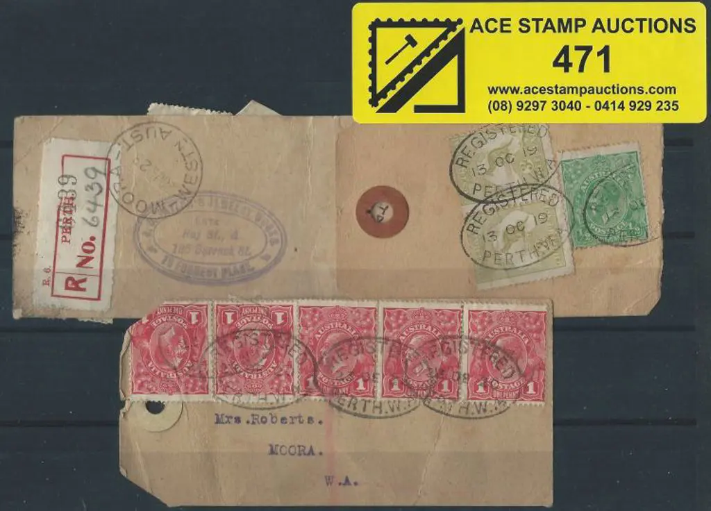 KGV Parcel tags x 3 with all Registered Perth with ... Image 1++