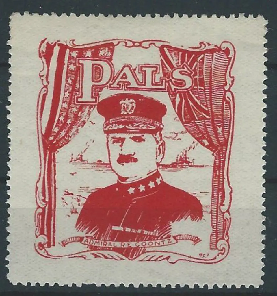 c.1920c Admiral R. E. Coontz "PAWS" label in red ... Image 1++