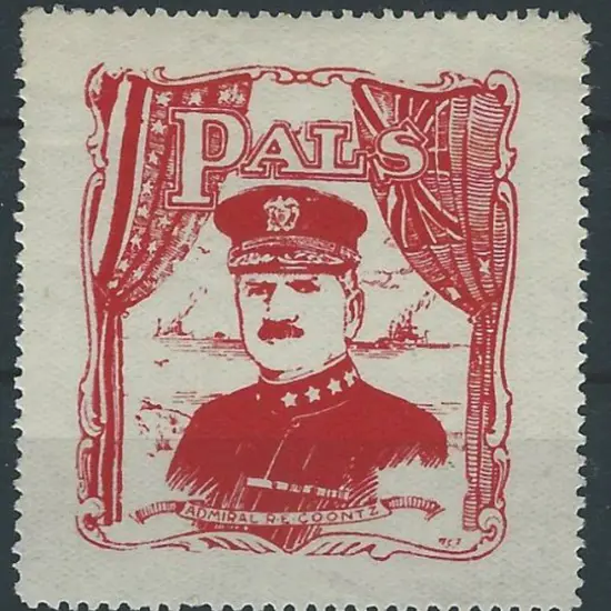 c.1920c Admiral R. E. Coontz "PAWS" label in red ...